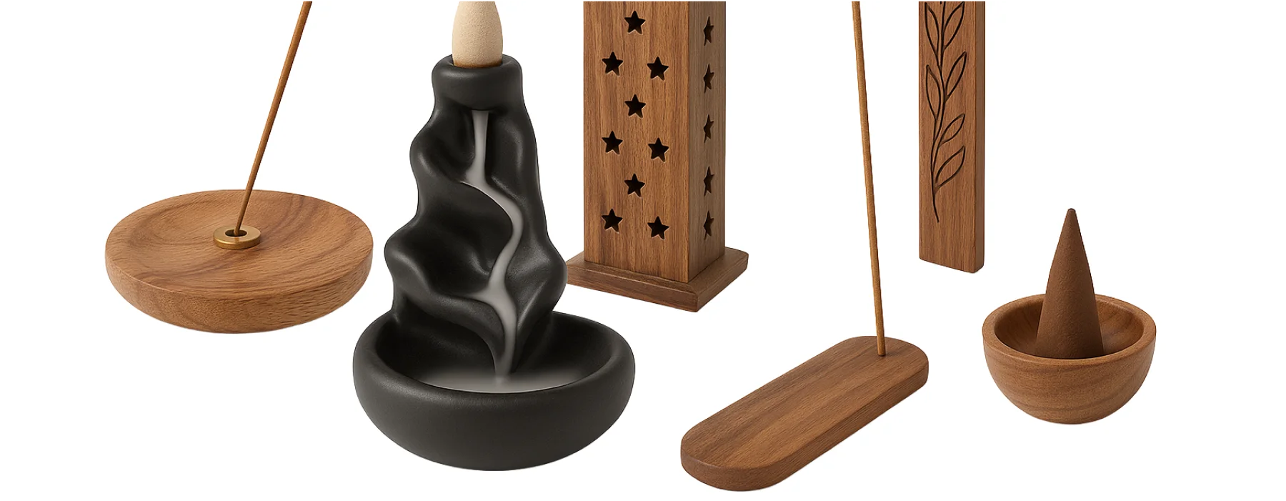 Stojany na vonné tyčinky, kužely, kadidelnice