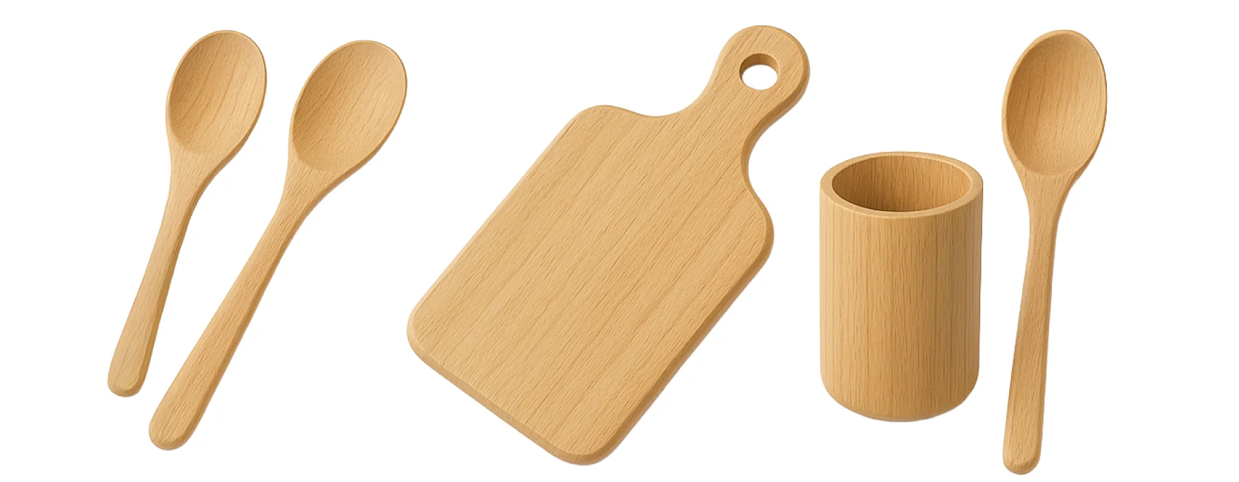 Dřevěné kuchyňské nástroje a výrobky