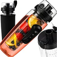 Láhev na vodu se zásobníkem na ovoce a obalem - 1 L