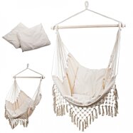 Brazílský houpací hamak s polštáři, závěsné křeslo, 90x120x100 cm