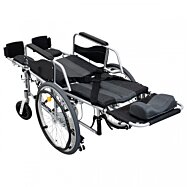Polohovací invalidní vozík s nastavitelným opěradlem a opěrkou hlavy, černo-šedý