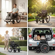 Elektrický invalidní vozík ELECTRIC-TIM I – skládací a komfortní model s výkonem 2×250 W