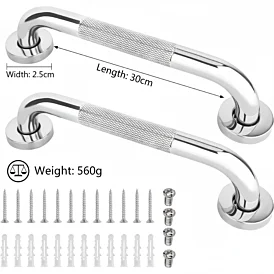 Bezpečnostní nerezové madla k vaně, sprše a dveřím – 2 ks