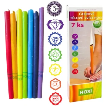 Čakrové tělové svíčky Hoxi v krabičce - 7 ks