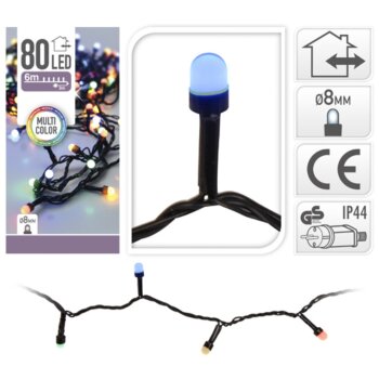 80 LED barevných světýlek venkovní i vnitřní, Night Led, 6 m