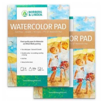 64 listů akvarelový blok na malování smíšených médií, 2 x 32 stran