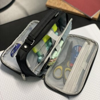 Dvojité pouzdro s tužkami - penál, Pen Case, černé
