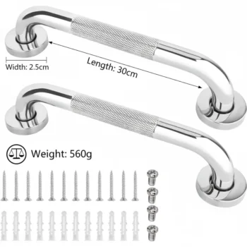 Bezpečnostní nerezové madla k vaně, sprše a dveřím – 2 ks