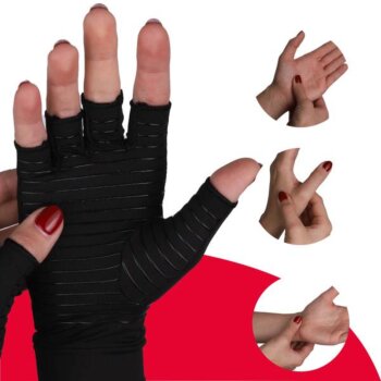 Hřejivé kompresní rukavice s obsahem mědi při bolestech kloubů, černé