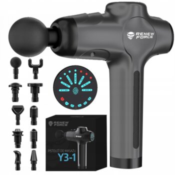 Masážní pistole s 10 nástavci, Force Y3-1