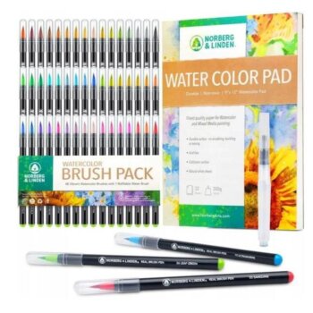 Skutečná sada vodových štětců - 48 akvarelových fixů, 1 plnitelný vodový štětec, 48 ks