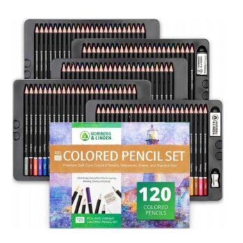 Prémiová sada barevných tužek na kreslení měkkých jader, 120 ks