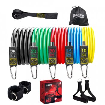 Sada 5 tréninkových expandérů s rukojeťmi TB8, odpor 10 - 30kg