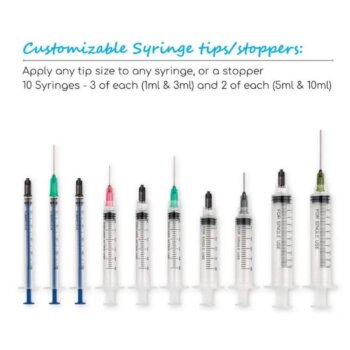 Sada injekčních stříkaček s tupými jehlami a lahvičkami, různé použití 32 ks