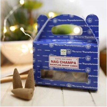 SATYA - Nag Champa zpětné kouřové vonné kužely, 24ks