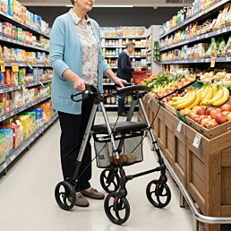 Odlehčené čtyřkolové chodítko s výškově nastavitelným sedadlem Alina - Náhled