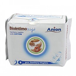 BIOINTIMO Anionové noční vložky s vysokou absorpcí, 8 ks