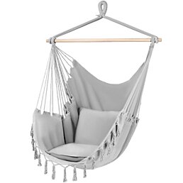 Brazílské závěsné houpací křeslo - šedé - Náhled