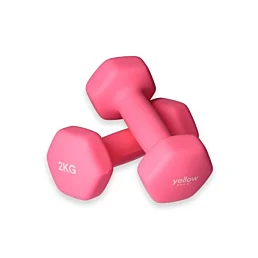 Sada dvou cvičebních činek Dumbell, růžové, 2 kg