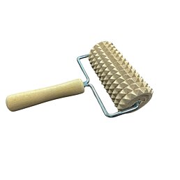 Dřevěný masážní ruční akupresurní váleček, 19 x 12 x 6 cm - Náhled