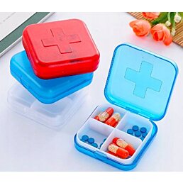 Dávkovač na léky 4 komorový, červený - Náhled