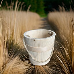 Dřevěný vědro s rukojetí z lana, sauna, zahrada, studna, květináč 22 x 23 cm, 6L - Náhled