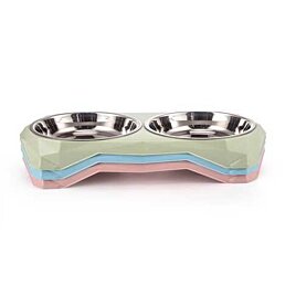 Dvojitá miska pro psa na nožičkách nerez - Náhled