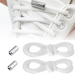 Elastické šňůrky bez vázání s kovovou sponou - bílé