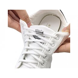 Elastické šňůrky bez vázání s kovovou sponou - bílé - Náhled