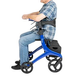 Čtyřkolové skládací hliníkové chodítko se sedadlem a taškou Lorenza - Náhled