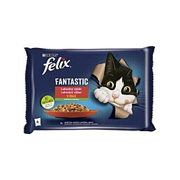 Kapsičky FELIX Fantastic kuře s rajčaty & hovězí s mrkví v želé 4 x 85 g