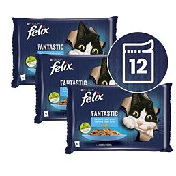 Kapsičky FELIX Fantastic s lososem a platýzem v želé 4 x 85 g