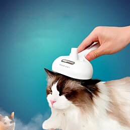 Parní elektrická kartáč na srst pro psy a kočky s rukojetí z nerezových štětin JY-09 - Náhled