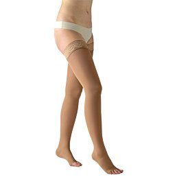 Kompresní stehenní punčochy otevřená špička krajka Avicenum 360, L, dlouhé