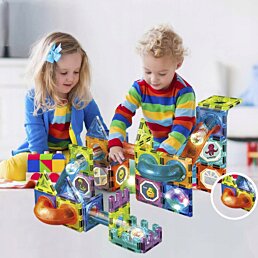 Magnetická stavebnice pro děti, světelná dráha, 75 ks - Náhled