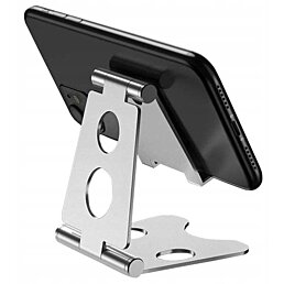 Kovový stojan na telefon a tablet skládací, černý - Náhled