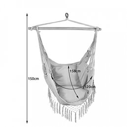 Hamakové závěsné houpací brazilské křeslo s polštáři, 130x97 cm - Náhled