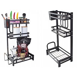 Kuchyňský organizér trojpoličkový, černý - Náhled