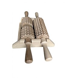 Dřevěný masážní dvojváleček 2 v 1, strojček na tělo, chodidla, Twice, 29 x 18 x 7 cm - Náhled