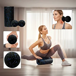 Masážní set EPP – roller, tvrdá kulička a duoball na uvolnění svalů - 3 v 1 - Náhled