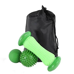 Masážní sada | Masážní válec a masážní míčky s úložným vakem - 3 ks