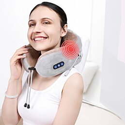 Masážní polštář shiatsu na krk a šíji ve tvaru U – komfort a relaxace