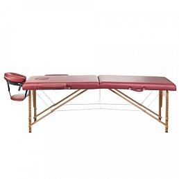 Masérský skládací dřevěný stůl Wood, bordový - Náhled