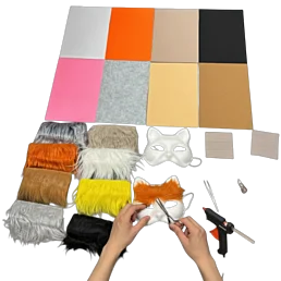 Sada na výrobu karnevalové masky - kočka 6 kusů s doplňky - Náhled