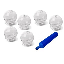 Ohňovzdorné čínské banky, skleněné s ergonomickou pumpičkou (sada 12 kusů) - Náhled