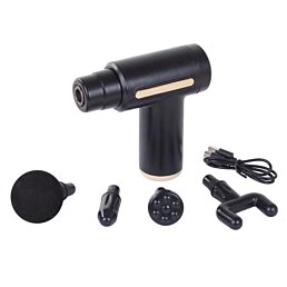 Mini masážní pistole pro se 4 nástavci 1800 mAh, černá - Náhled