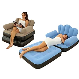 Nafukovací gauč 2v1 – křeslo s opěrkami a rozkládacím lůžkem (daybed)