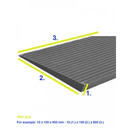 Nájezdová rampu s lepidlem, tvrzená guma, 36 x 200 x 700 mm