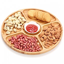 Otáčející se dřevěný podnos dělený Serving Plate, 33 cm - Náhled