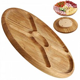 Otáčející se dřevěný podnos dělený Serving Plate, 33 cm
